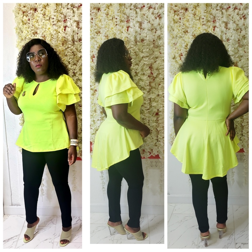 Neon green plus size Highlow top